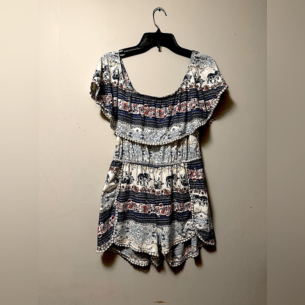 Womens Justify Elephant Print Romper Size L